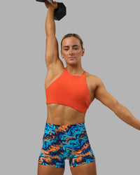Woman wearing AMRAP High Neck Sports Bra - Ultra Orange | Model:Georgia | Size:S | Thumbnail Index: 2