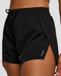 Woman wearing Accelerate 3" High-Rise Running Short - Black-Radiate | Model:Rosie | Size:S | Thumbnail Index: 5