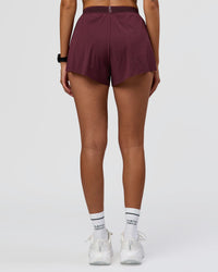 Woman wearing Accelerate 3" High-Rise Running Short - Cherry Lacquer | Model:Rhiley | Size:S | Thumbnail Index: 6