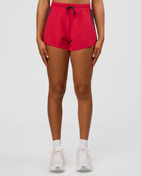 Woman wearing Accelerate 3" High-Rise Running Short - Cherry Lacquer-Scarlet | Model:Rosie | Size:S | | Thumbnail Index: 3