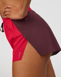 Woman wearing Accelerate 3" High-Rise Running Short - Cherry Lacquer-Scarlet | Model:Rosie | Size:S | | Thumbnail Index: 2