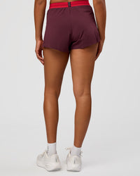 Woman wearing Accelerate 3" High-Rise Running Short - Cherry Lacquer-Scarlet | Model:Rosie | Size:S | | Thumbnail Index: 1