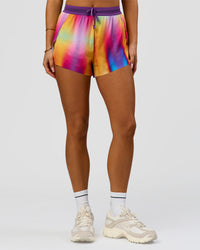 Woman wearing Accelerate 3" High-Rise Running Short - Radiate Print | Model:Bianca | Size:S | Thumbnail Index: 12