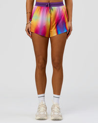 Woman wearing Accelerate 3" High-Rise Running Short - Radiate Print | Model:Bianca | Size:S | Thumbnail Index: 4
