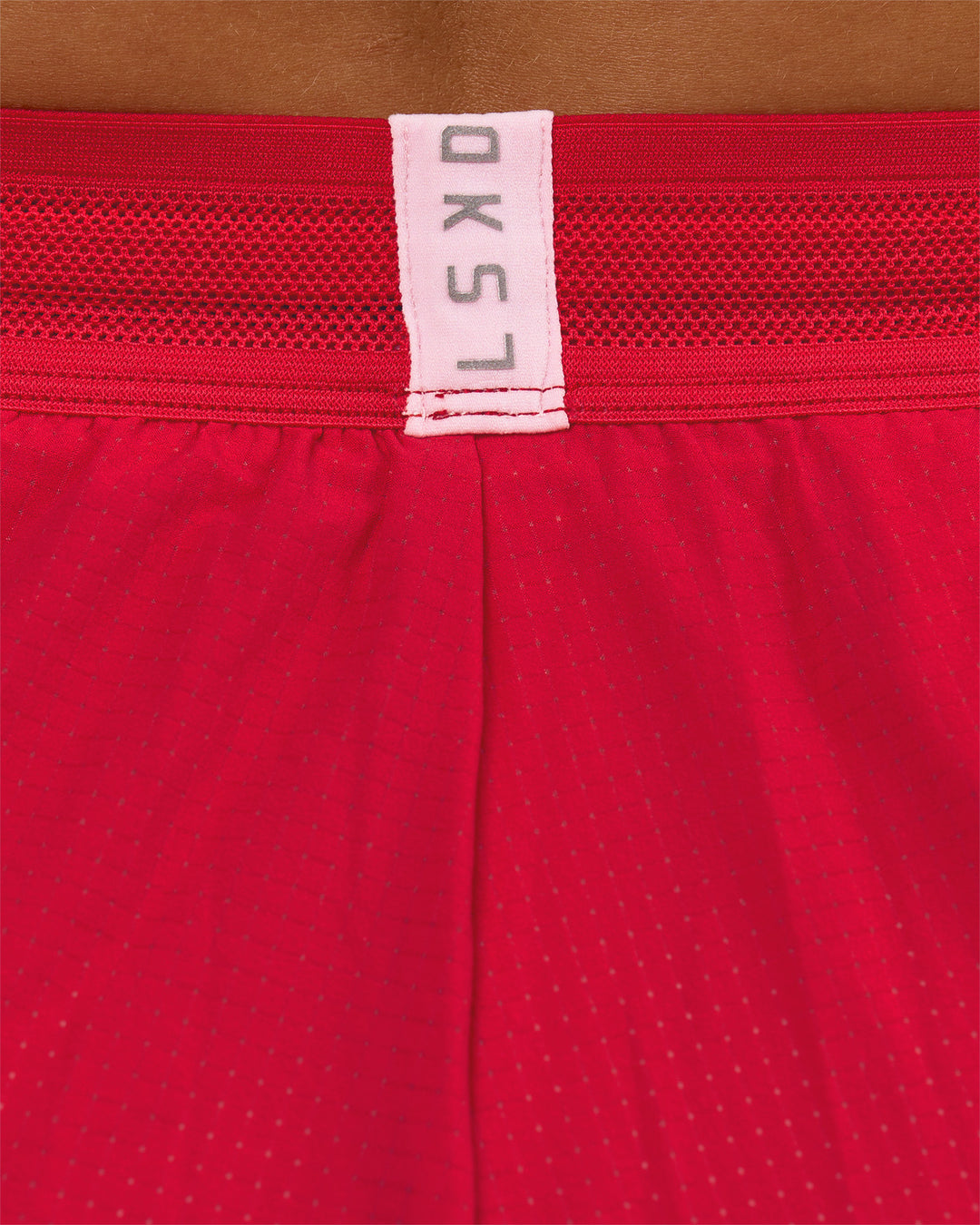 Woman wearing Accelerate 3" High-Rise Running Short - Scarlet-Marshmallow | Model:Amity | Size:S - view 7