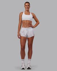 Woman wearing Accelerate 3" Running Short - White | Model:Charlize | Size:S | Thumbnail Index: 7