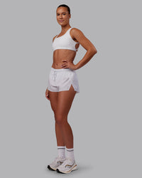 Woman wearing Accelerate 3" Running Short - White | Model:Charlize | Size:S | Thumbnail Index: 5