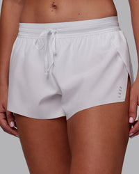 Woman wearing Accelerate 3" Running Short - White | Model:Charlize | Size:S | Thumbnail Index: 1