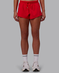 Woman wearing Accelerate Run Shorts - Scarlet | Set:true | Angle:front | Model:Charlize | Size:S | Thumbnail Index: 0