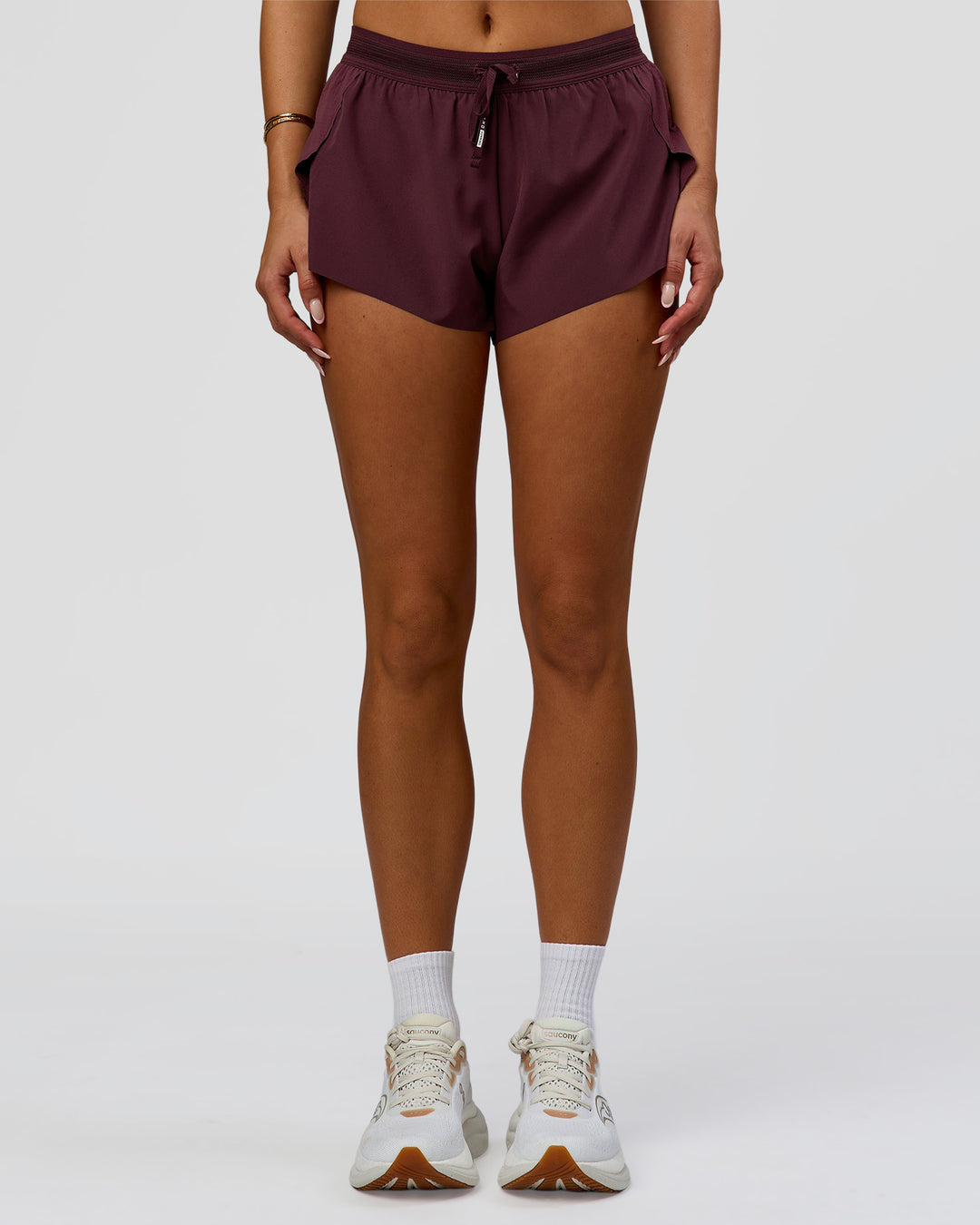 Woman wearing Accelerate 3" Mid-Rise Running Short - Cherry Lacquer-| Model:Bianca| Size:S | - view 5
