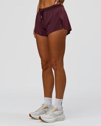 Woman wearing Accelerate 3" Mid-Rise Running Short - Cherry Lacquer-| Model:Bianca| Size:S | | Thumbnail Index: 6