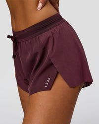 Woman wearing Accelerate 3" Mid-Rise Running Short - Cherry Lacquer-| Model:Bianca | Size:S | | Thumbnail Index: 2