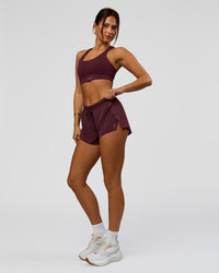 Woman wearing Accelerate 3" Mid-Rise Running Short - Cherry Lacquer-| Model:Bianca | Size:S | | Thumbnail Index: 8