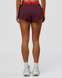 Woman wearing Accelerate 3" Mid-Rise Running Short - Cherry Lacquer-Scarlet | Model:Bianca | Size:S | | Thumbnail Index: 7