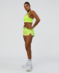 Woman wearing Accelerate 3" Mid-Rise Running Short - Hyper Green | Model:Rosie | Size:S | Thumbnail Index: 7