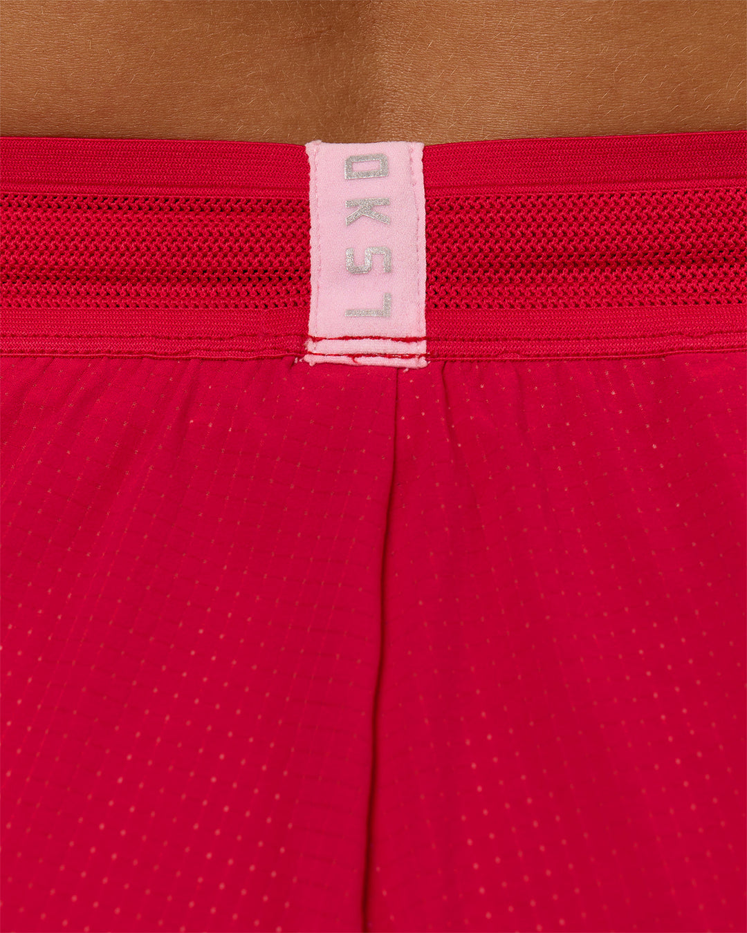 Woman wearing Accelerate 3" Mid-Rise Running Short - Scarlet-Marshmallow | Model:Amity | Size:S - view 12