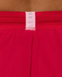 Woman wearing Accelerate 3" Mid-Rise Running Short - Scarlet-Marshmallow | Model:Amity | Size:S | Thumbnail Index: 11