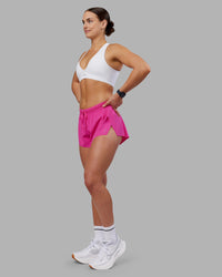 Woman wearing Accelerate 3" Running Short - Ultra Pink | Model:Keisha | Size:S | Thumbnail Index: 4