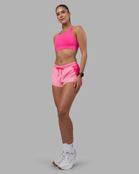 Woman wearing Accelerate 3" Running Short - Ultra Pink-Candy Pink | Model:Rhiley | Size:S | Thumbnail Index: 8