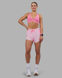 Woman wearing Accelerate 3" High-Rise Running Short - Candy Pink-Marshmallow | Model:Keisha | Size:S | Thumbnail Index: 2