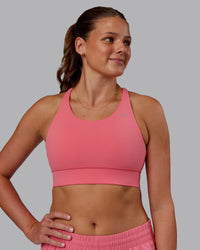 Woman wearing Accelerate Sports Bra - Pink Lemonade | Model:Phoebe | Size:S | Thumbnail Index: 0