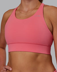 Woman wearing Accelerate Sports Bra - Pink Lemonade | Model:Phoebe | Size:S | Thumbnail Index: 3