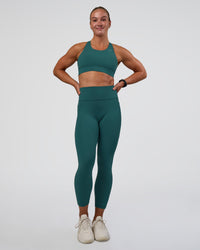Woman wearing Accelerate Sports Bra - Transformative Teal | Model:Sav | Size:S | Thumbnail Index: 4