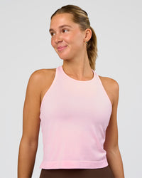Woman wearing AeroFLX+ Seamless Flow Skimmer Tank - Marshmallow/Marshmallow | Model:Amity | Size:S | Thumbnail Index: 0