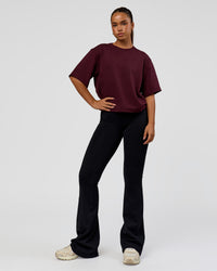 Woman wearing AfterDark ZeroCrease Cropped Tee - Cherry Lacquer | Model:Sophia | Size:S | Thumbnail Index: 5
