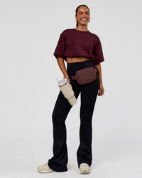 Woman wearing AfterDark ZeroCrease Cropped Tee - Cherry Lacquer | Model:Sophia | Size:S | Thumbnail Index: 7