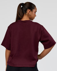 Woman wearing AfterDark ZeroCrease Cropped Tee - Cherry Lacquer | Model:Sophia | Size:S | Thumbnail Index: 4