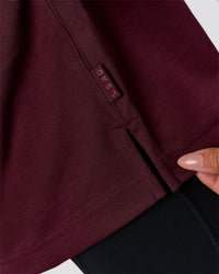 Woman wearing AfterDark ZeroCrease Cropped Tee - Cherry Lacquer | Model:Sophia | Size:S | Thumbnail Index: 2