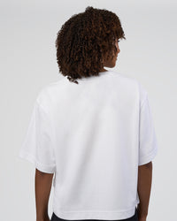 Woman wearing AfterDark ZeroCrease Cropped Tee - White | Model:Tomi | Size:S | Thumbnail Index: 3