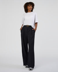 Woman wearing AfterDark ZeroCrease Cropped Tee - White | Model:Tomi | Size:S | Thumbnail Index: 5