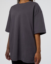 Woman wearing AfterDark ZeroCrease Oversized Tee - Dark Storm | Model:Jordan | Size:S | Thumbnail Index: 8