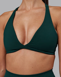 Woman wearing Agile Sports Bra - Dark Moss | Model:Rhiley | Size:S | Thumbnail Index: 3