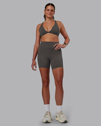 Woman wearing Agile Sports Bra - Dark Storm | Model:Phoebe | Size:S | Thumbnail Index: 3