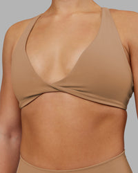 Woman wearing Agile Sports Bra - Warm Smoke | Model:Keisha | Size:S | Thumbnail Index: 3