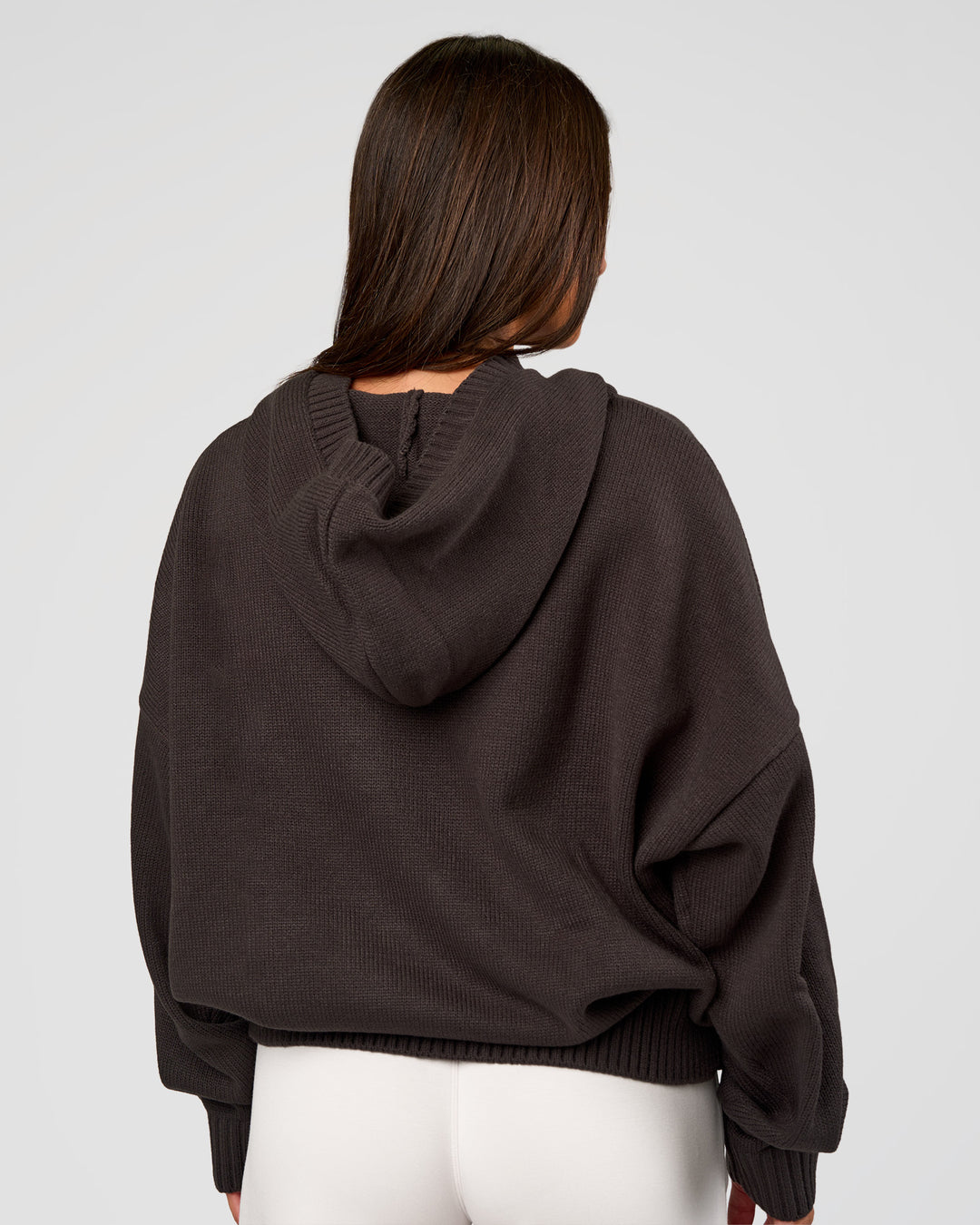 Woman wearing All Day Active Knitted Hoodie - Dark Storm | Model:Bianca | Size:S - view 3