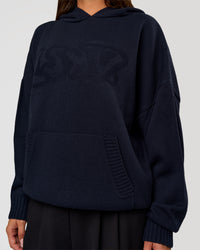 Woman wearing All Day Active Knitted Hoodie - Future Navy | Model:Bianca | Size:S | Thumbnail Index: 5