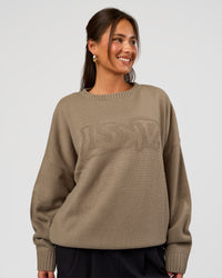 Woman wearing All Day Active Knitted Sweater - Taupe Ash | Model:Bianca | Size:S | Thumbnail Index: 5