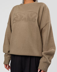 Woman wearing All Day Active Knitted Sweater - Taupe Ash | Model:Bianca | Size:S | Thumbnail Index: 1