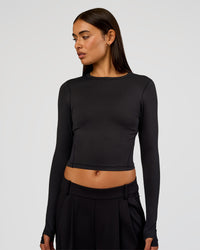 Woman wearing All Day Long Sleeve Tee - Black | Model:Ruby | Size:S | Thumbnail Index: 1
