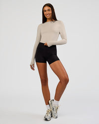 Woman wearing All Day Long Sleeve Tee - Shale Beige | Model:Ruby | Size:S | Thumbnail Index: 1