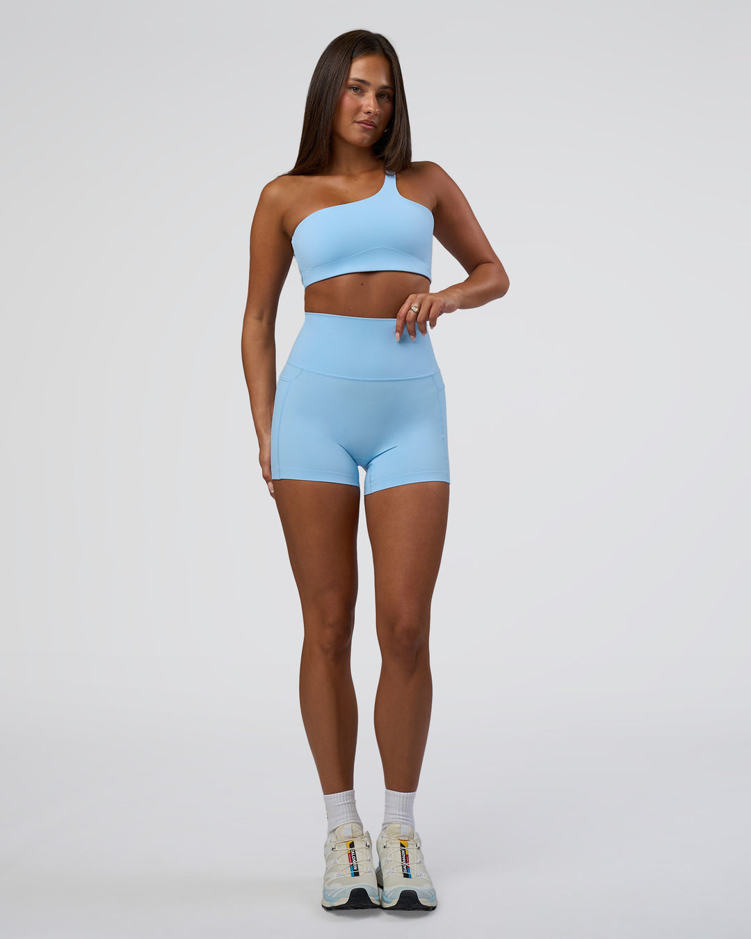 Woman wearing Angle Sports Bra - Open Air | Model:Bianca | Size:S - view 3