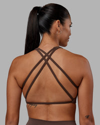 Woman wearing Aspire Sports Bra - Chocolate Martini | Model:Rhiley | Size:S | Thumbnail Index: 0