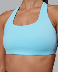 Woman wearing Aspire Sports Bra - Sky Blue | Model:Rhiley | Size:S | Thumbnail Index: 4