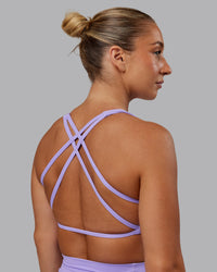 Woman wearing Aspire Sports Bra in Violet Ray | Size:S | Thumbnail Index: 1