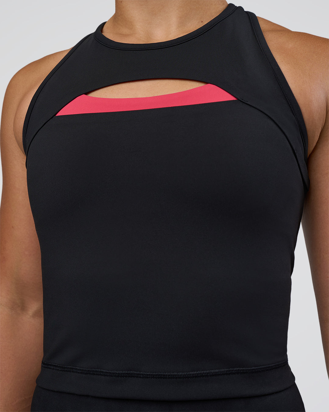Woman wearing Be Bold Performance Tank - Black | Model:Tenaya | Size:S - view 6
