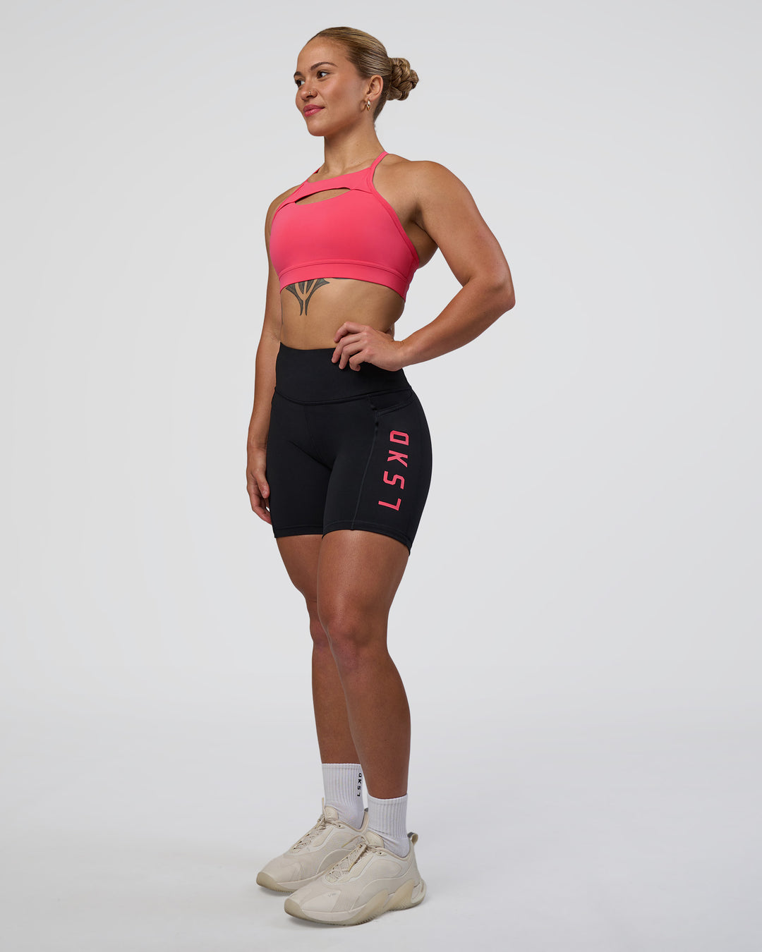 Woman wearing Be Bold Sports Bra - Bright Raspberry | Model:Tenaya | Size:S - view 10